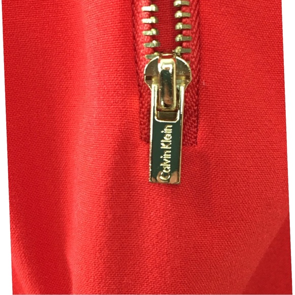 Calvin Klein Orange Red Front Zipper Sleeveless Pockets Sheath Midi Dress 10 - Picture 9 of 16